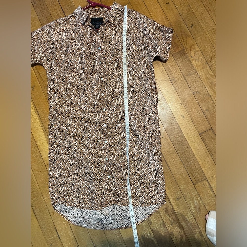 Tahari 100% linen button up t shirt dress XS comfy casual modest contemporary - Picture 7 of 7